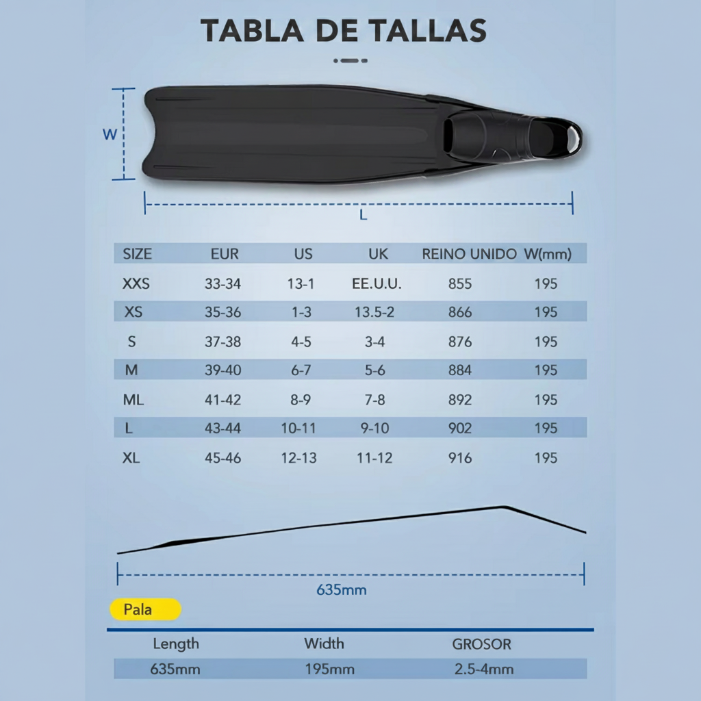 Aletas de Apnea y Buceo para Adulto Largas - 2