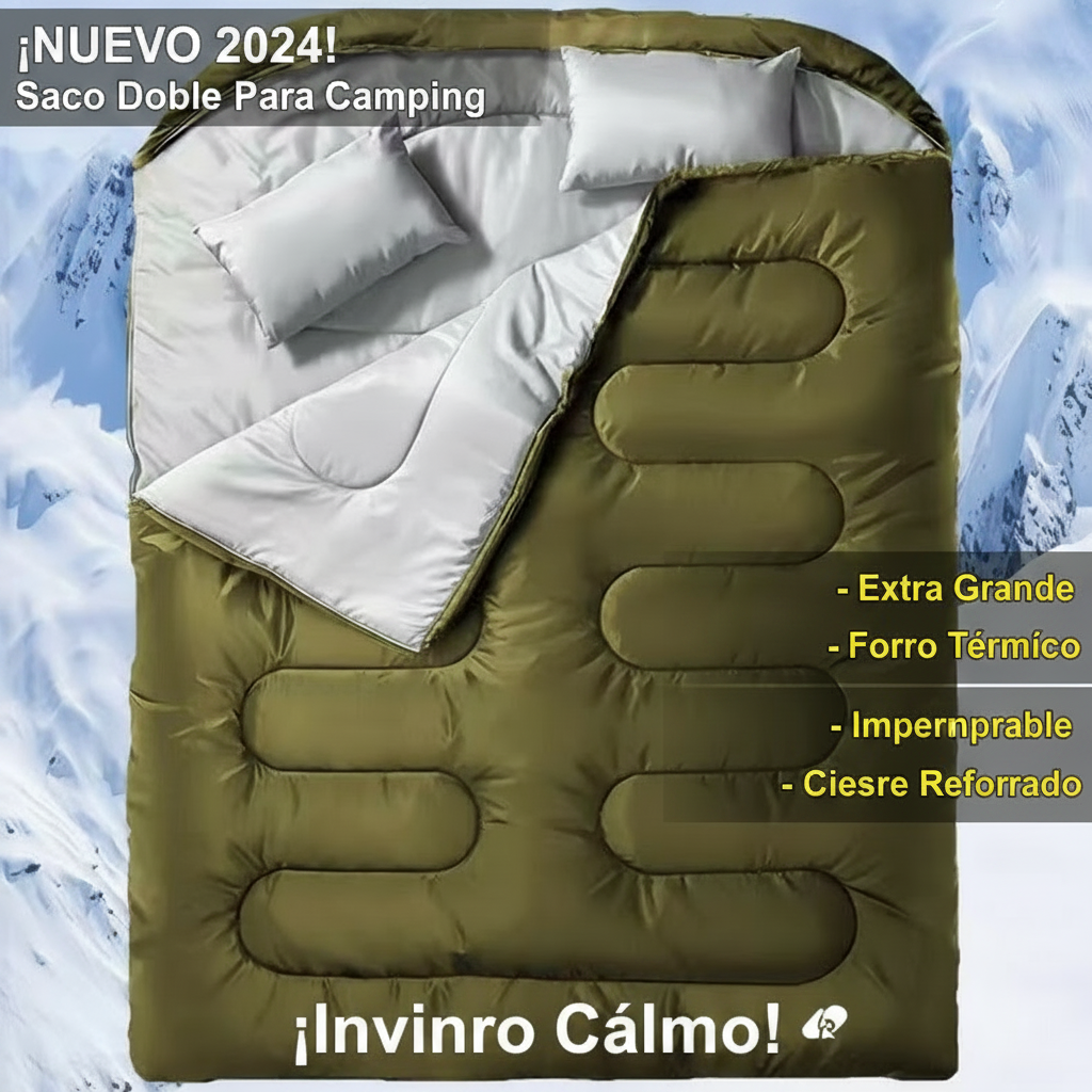 Sleeping Bag Doble Para Camping Adultos Otoño Invierno - 2