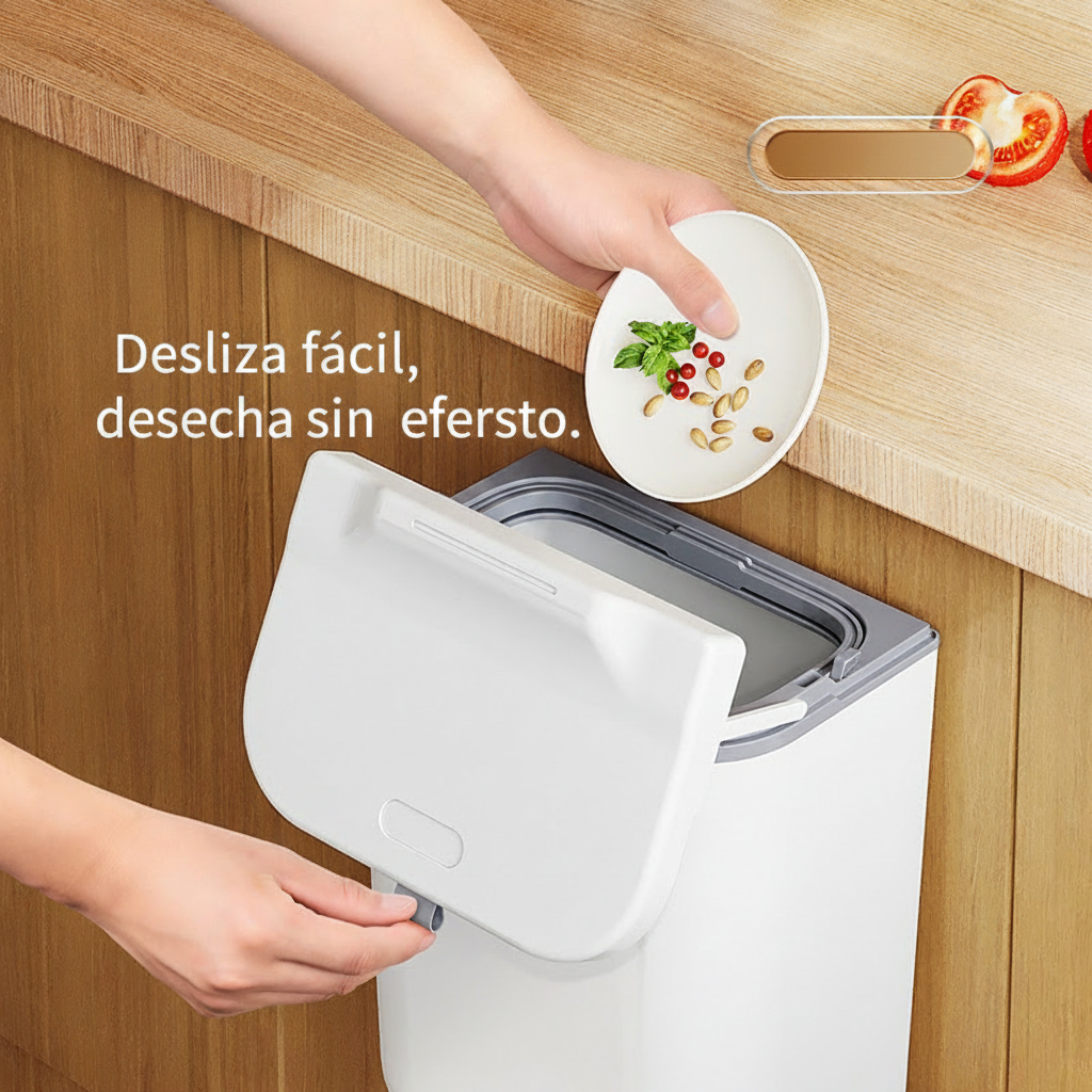 Bote de basura para cocina con tapa y montaje en pared - 2