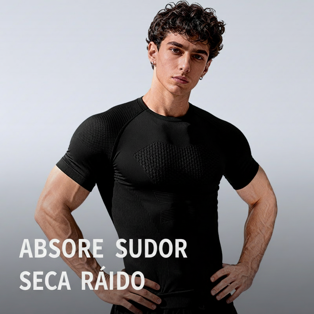 Playera Deportiva Hombre Ajustada Secado Rápido Sin Costuras - 3