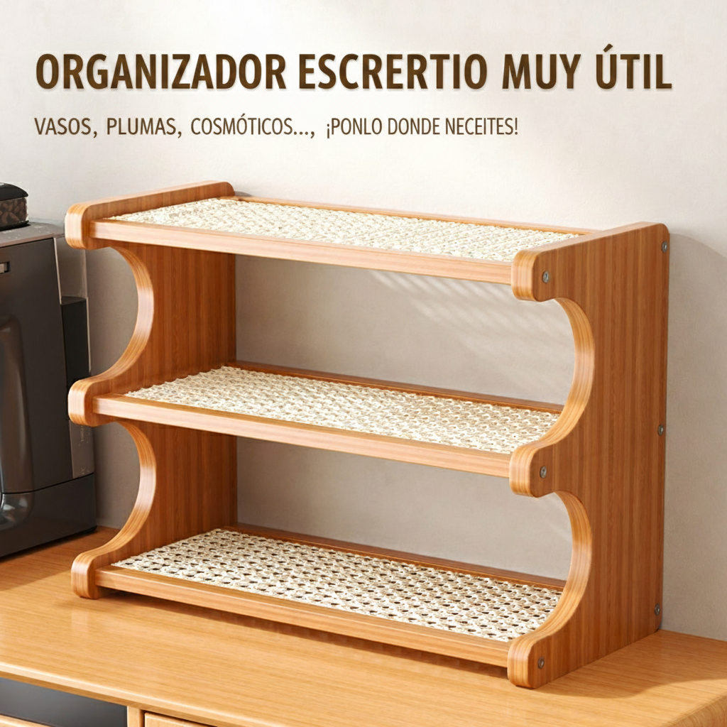 Repisa de bambú multiusos para escritorio y cocina - 2