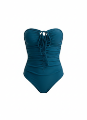 Traje de baño entero con halter y frunce moldeador - 1