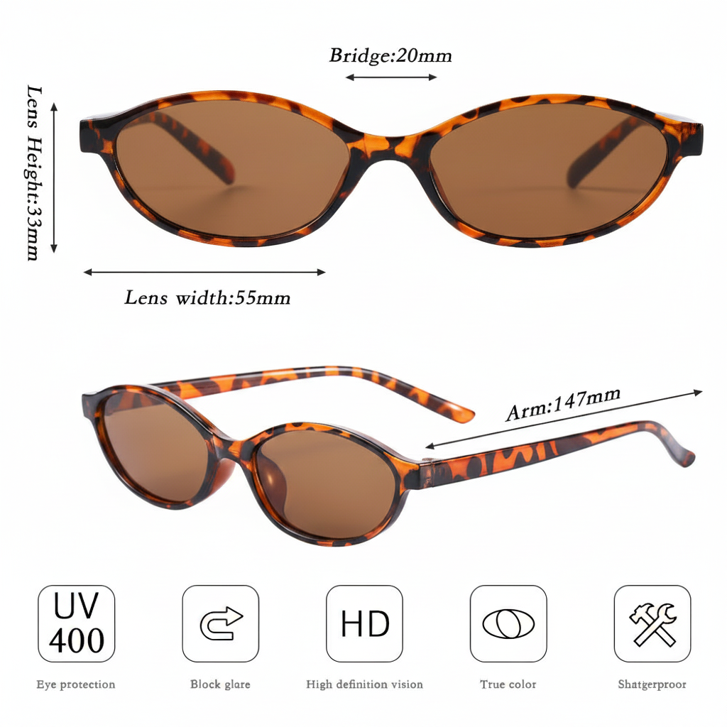Lentes de sol ojo de gato estilo retro unisex UV400 - 4