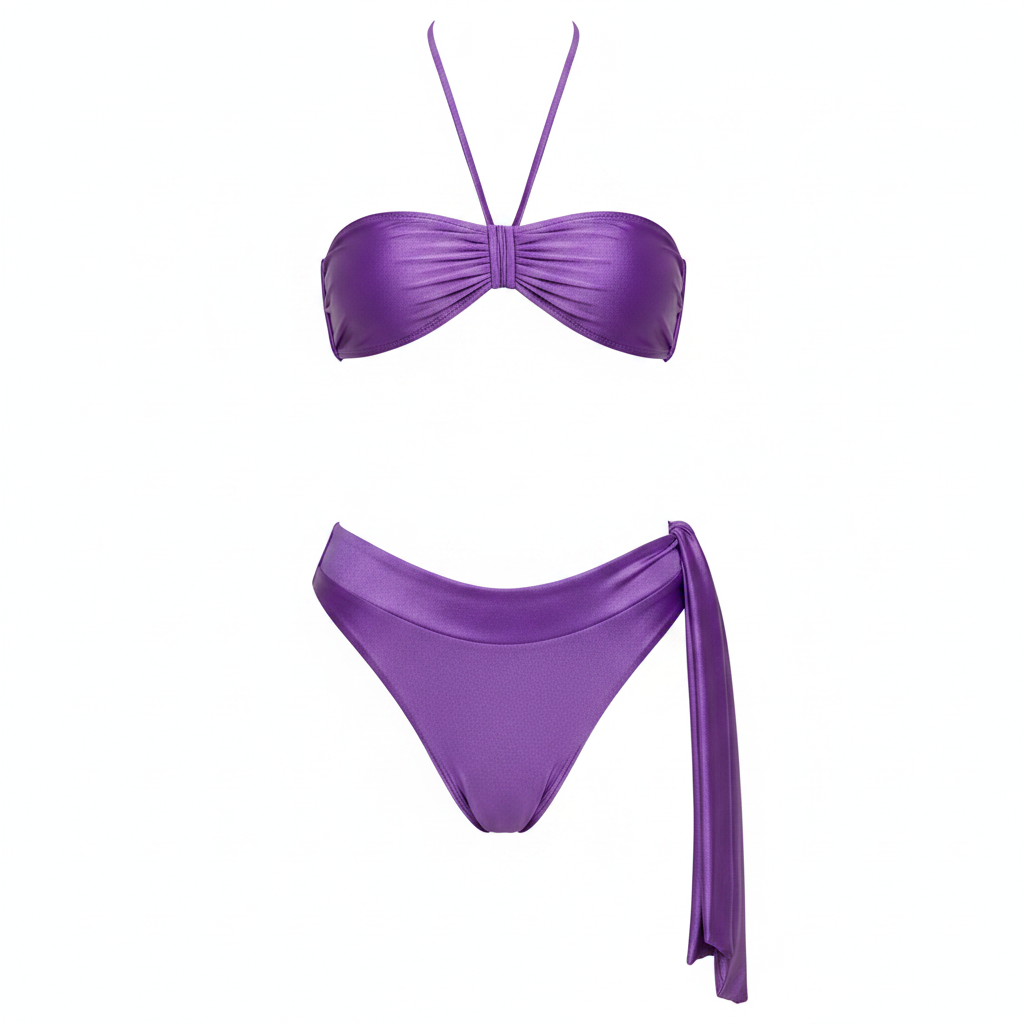 Bikini de cintura alta con tiras y respaldo descubierto - 1