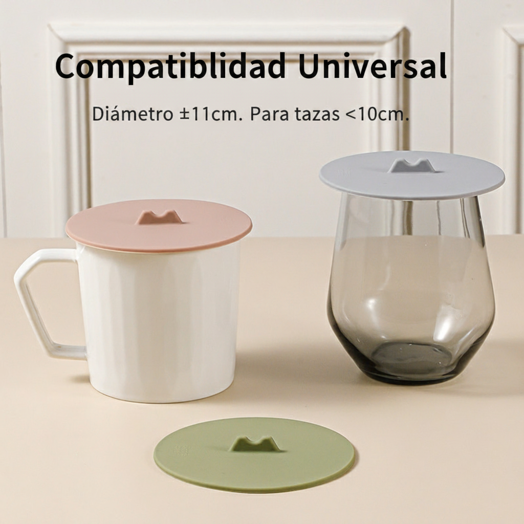 Posavasos y tapa de silicona antiderrame diseño minimalista - 2