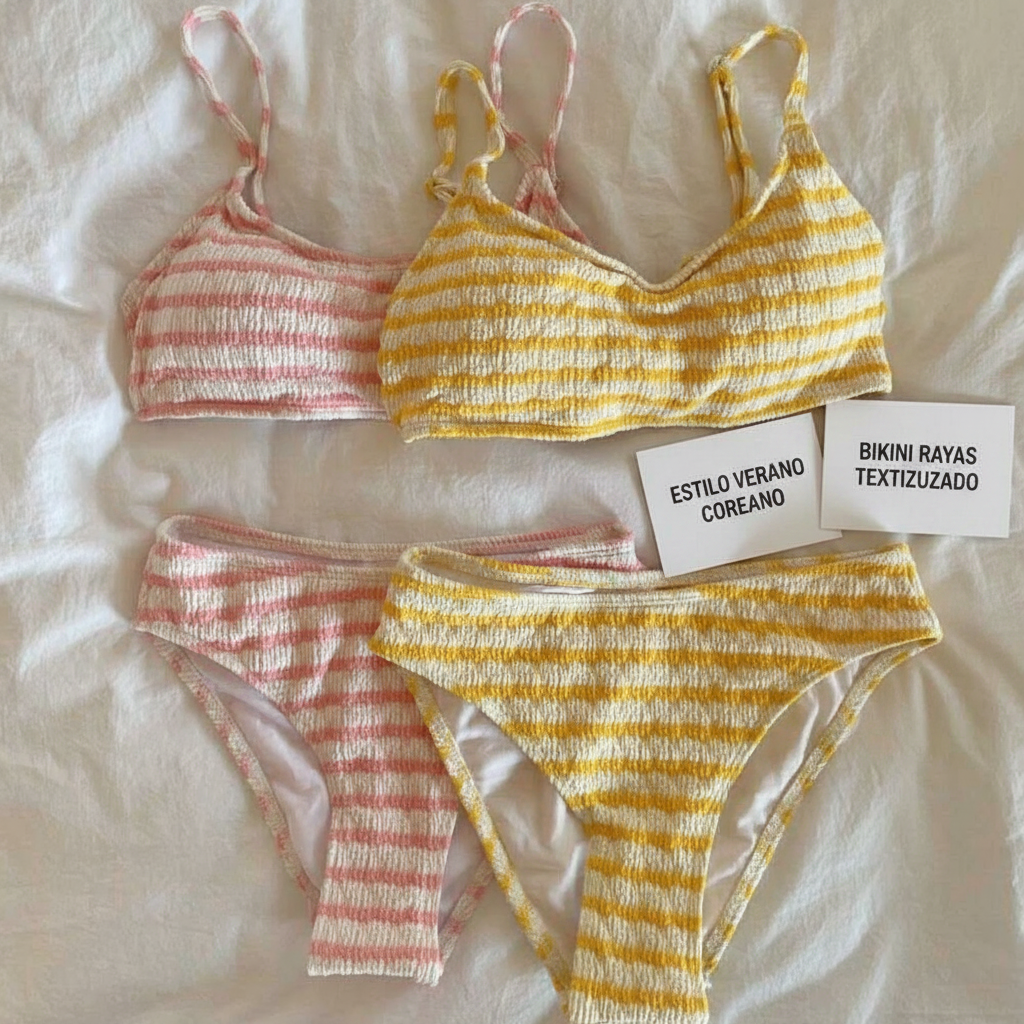 Bikini de Rayas Verano Look Coreano Mujer - 4