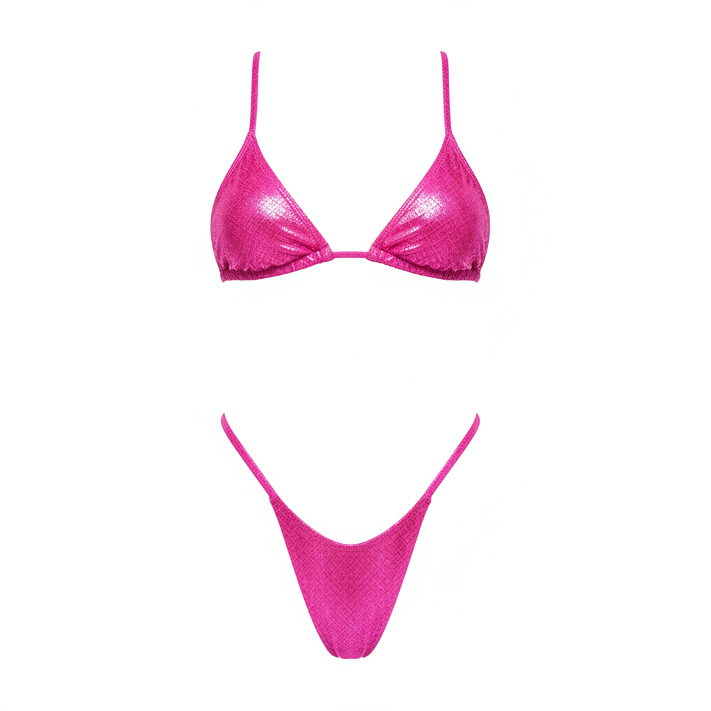 Bikini triangular con efecto dorado para mujer - 1