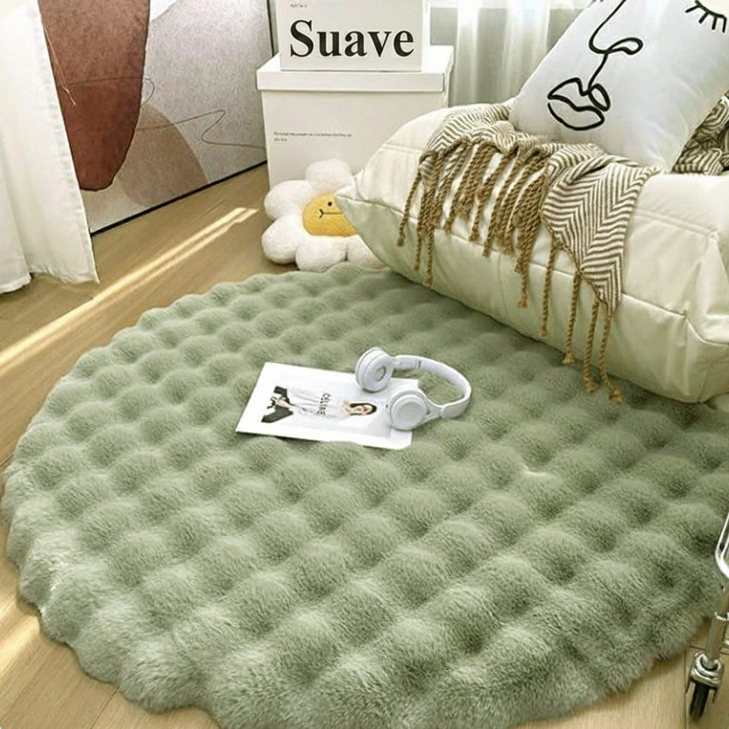 Tapete Redondo Suave Estilo Cream Peludo para Sala y Recámara - 2