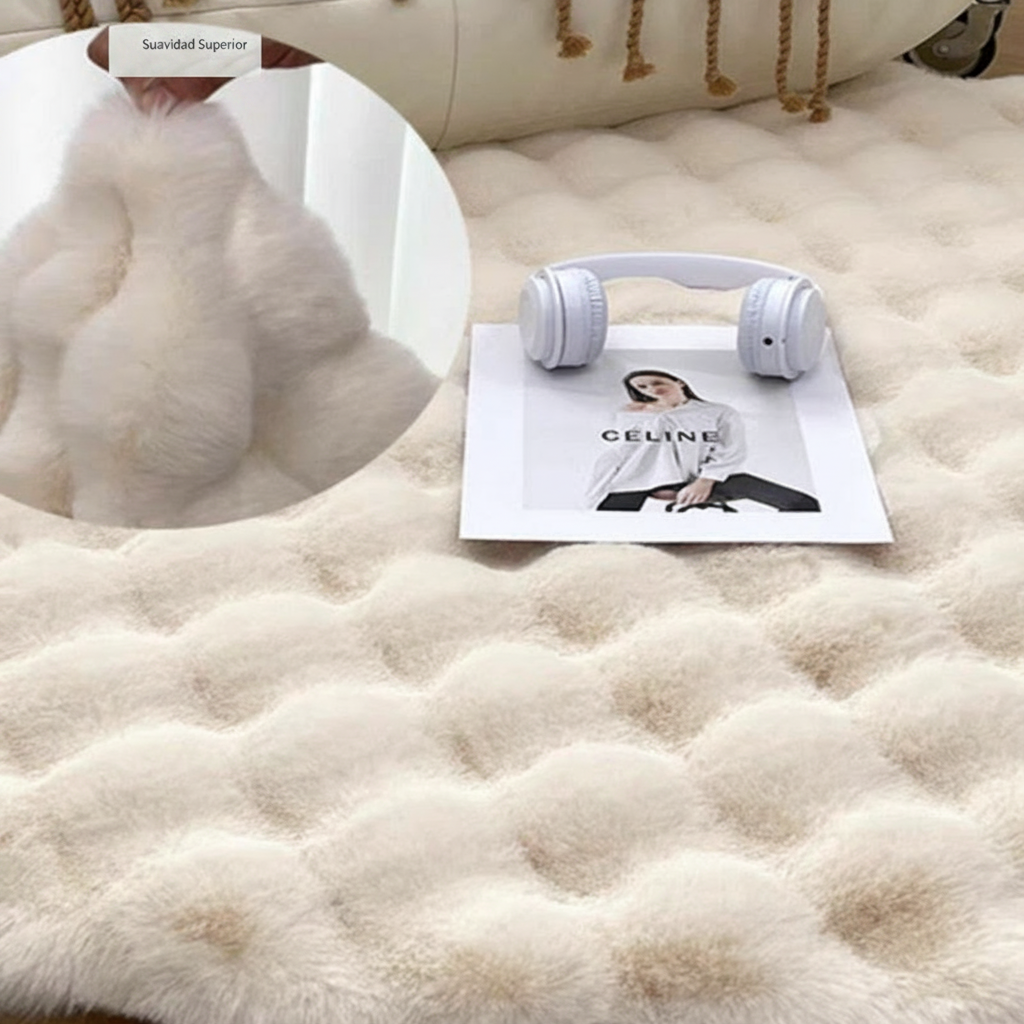 Tapete Redondo Suave Estilo Cream Peludo para Sala y Recámara - 4