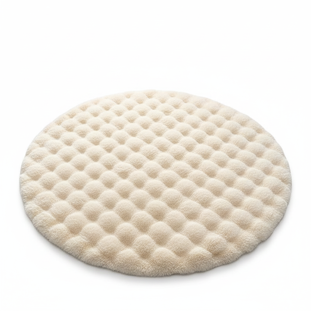 Tapete Redondo Suave Estilo Cream Peludo para Sala y Recámara - 1