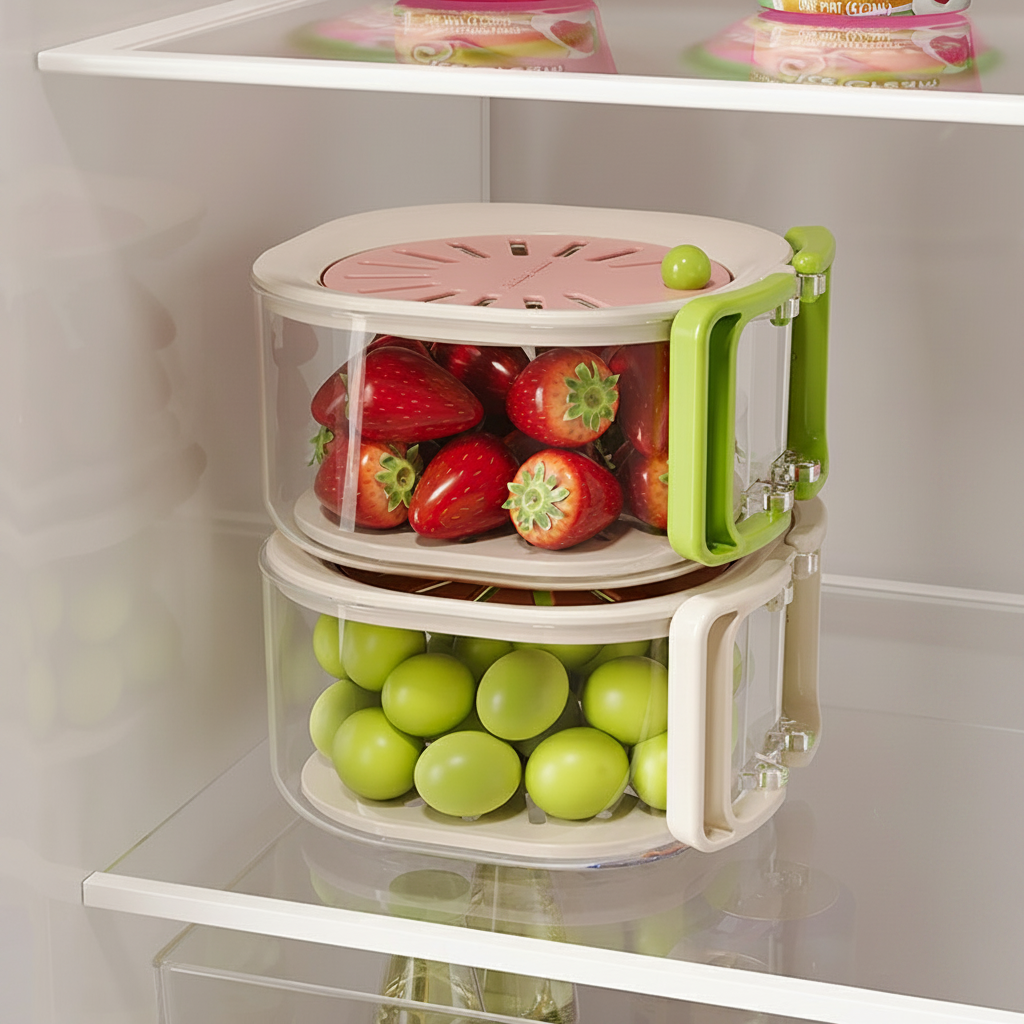 Canasta Escurridor Doble con Tapa para Frutas y Verduras - 4