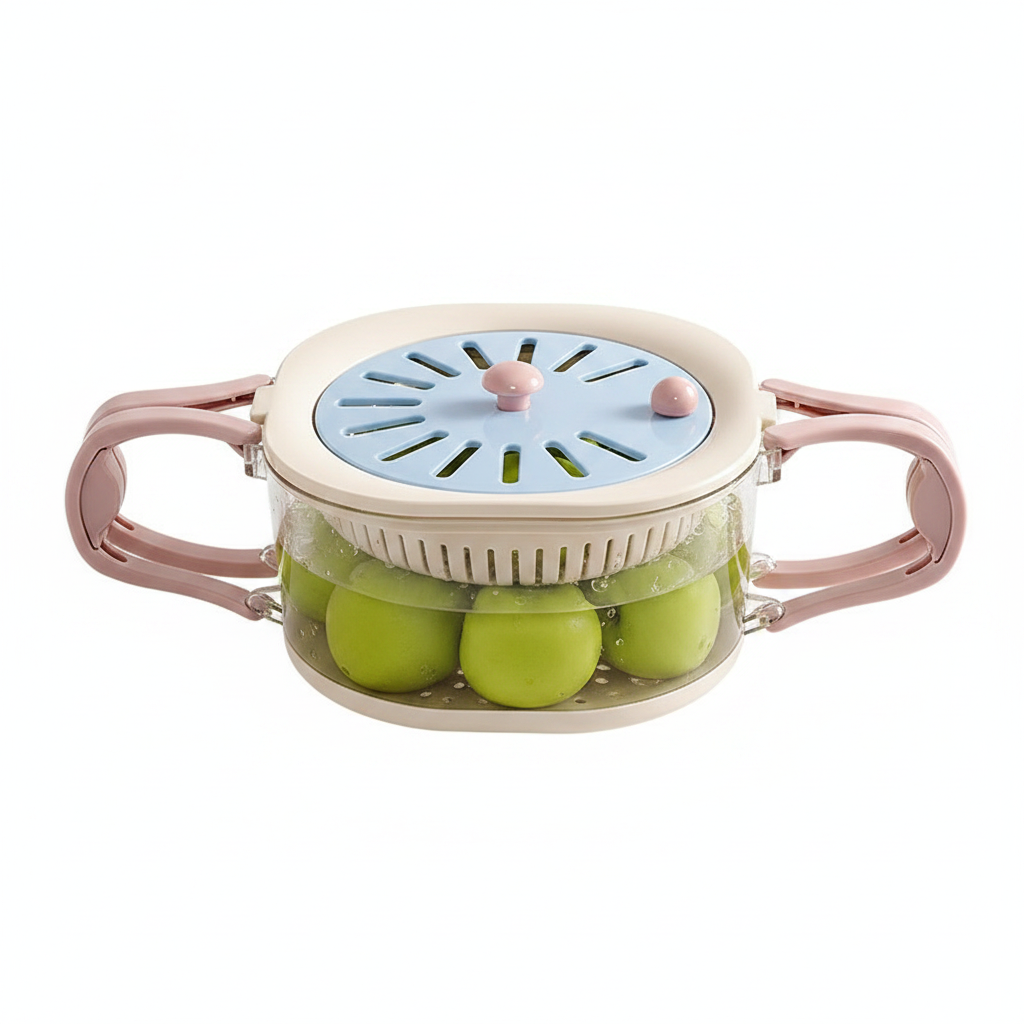 Canasta Escurridor Doble con Tapa para Frutas y Verduras - 1