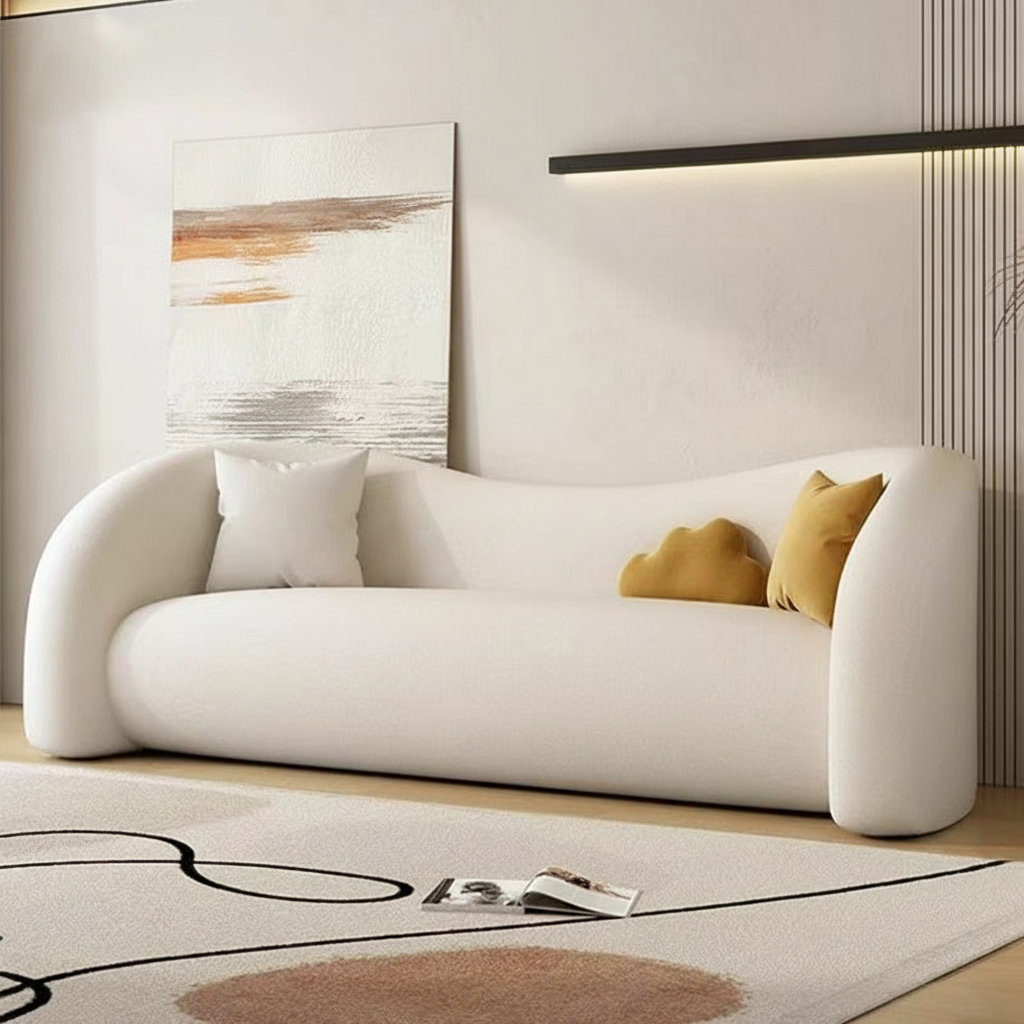 Sofá Curvo Moderno Estilo Cream para Sala de Estar - 3