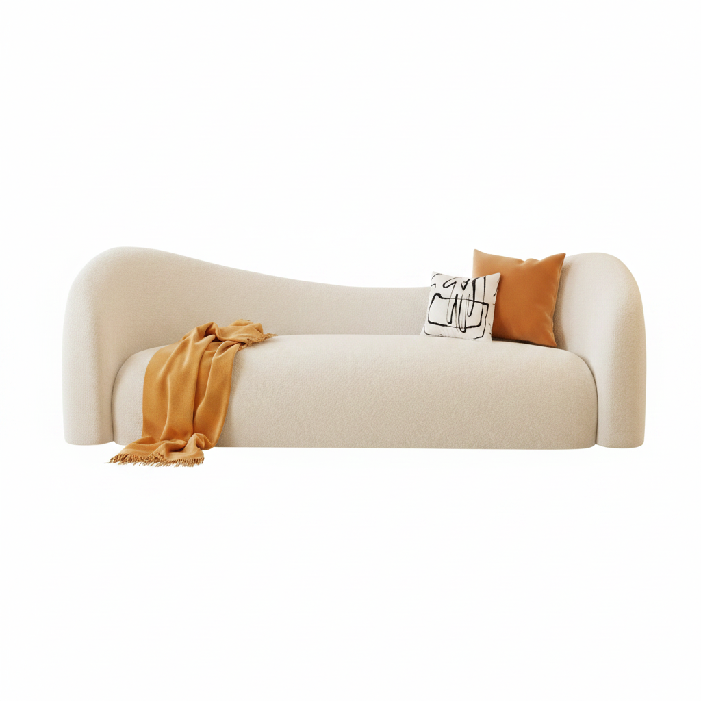 Sofá Curvo Moderno Estilo Cream para Sala de Estar - 1