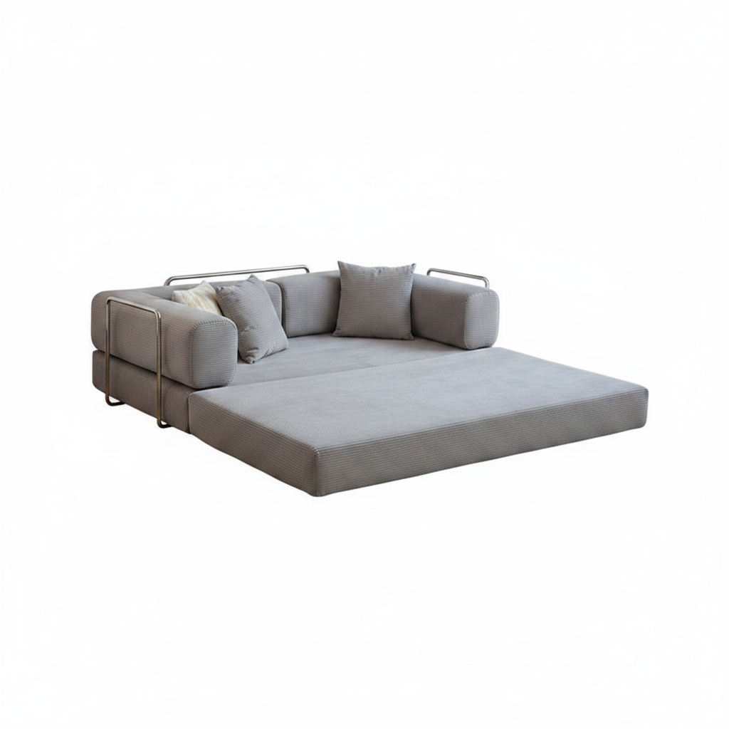 Sofá cama plegable de pana con espuma de alta densidad - 1