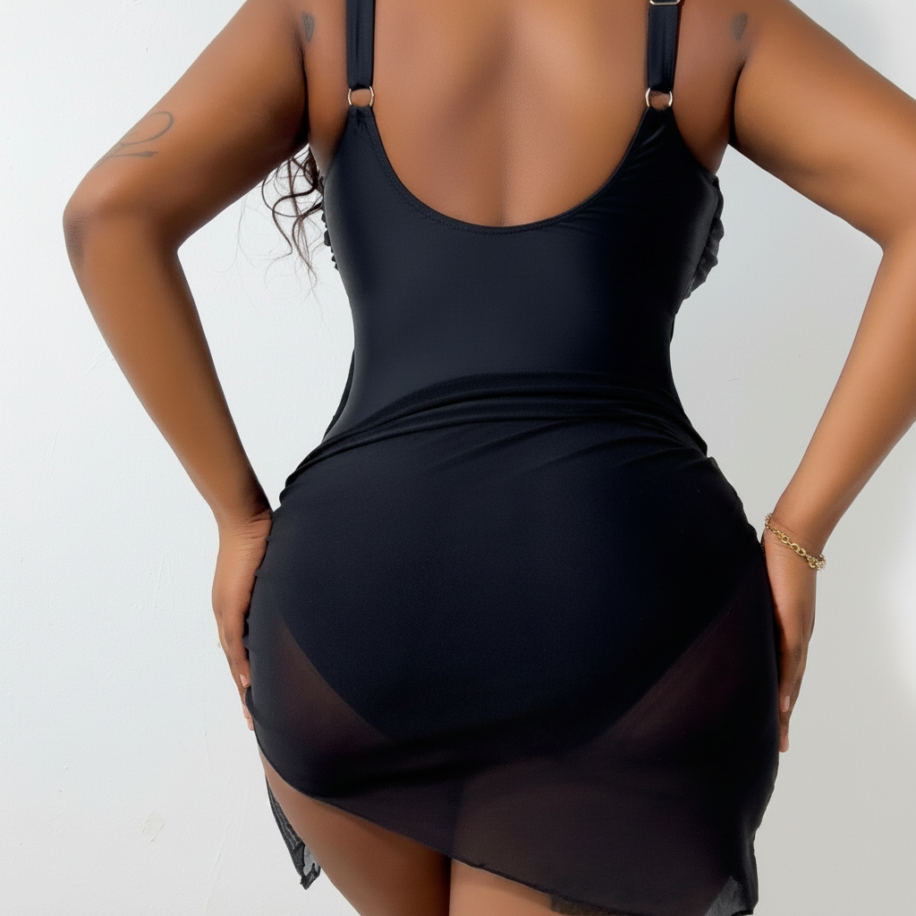 Traje de Baño Enterizo con Volantes y Falda Tul Tallas Extra - 2