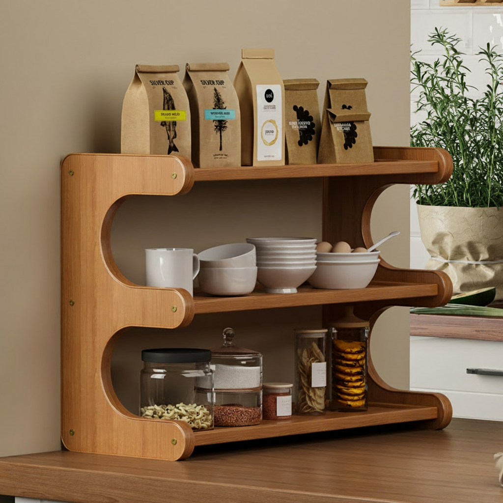 Repisa de bambú multiusos para escritorio y cocina - 2