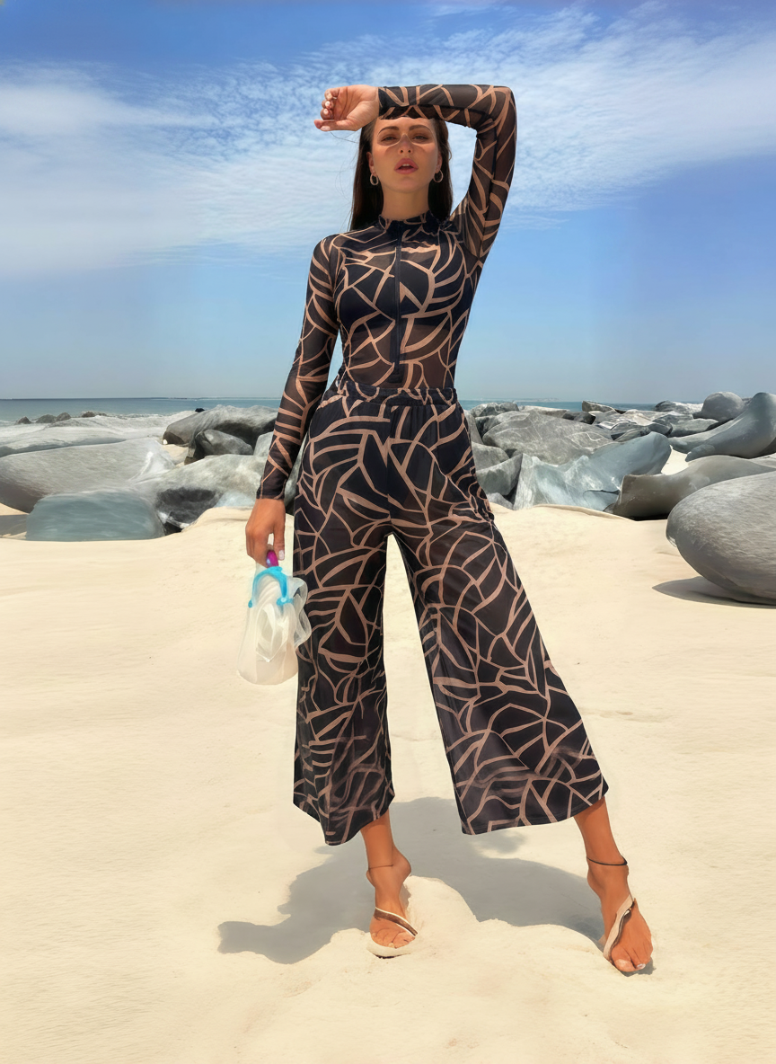 Traje de Baño Manga Larga con Protección Solar SPF para Mujer - 3