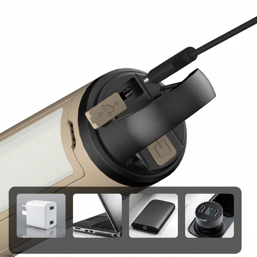 Lámpara LED de Camping Plegable con Gancho y Carga USB - 3