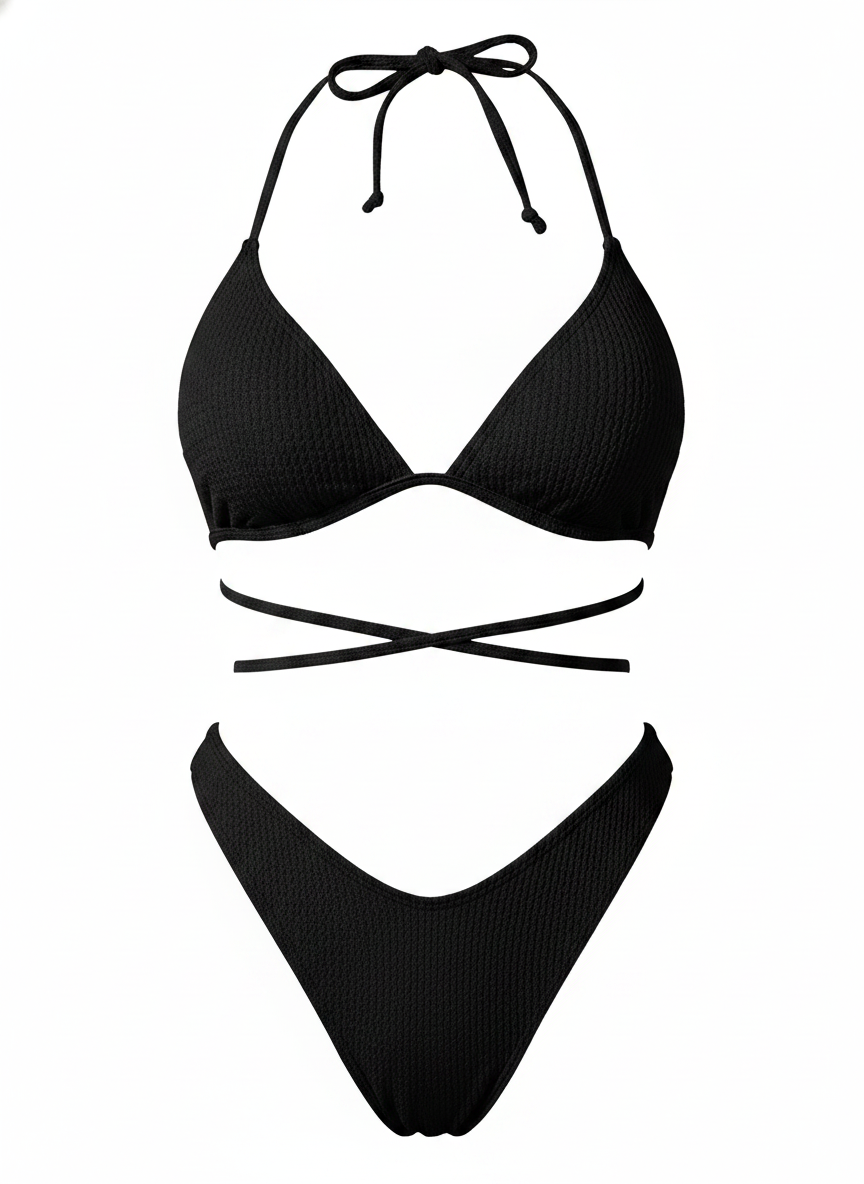 Bikini de tiras con espalda descubierta y copa con varilla - 1