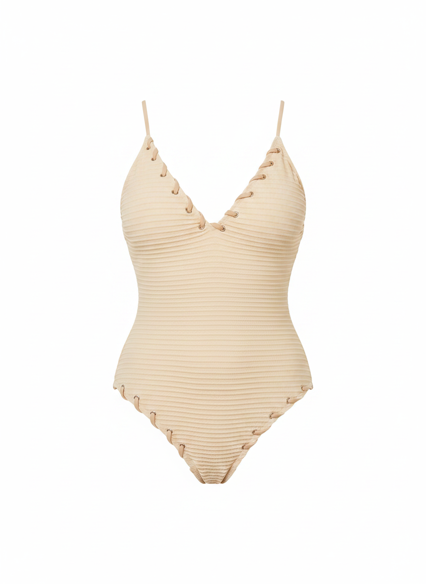 Bikini de una pieza sexy liso para mujer - 1