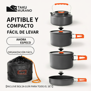 Set de cocina plegable para camping en aluminio - 1