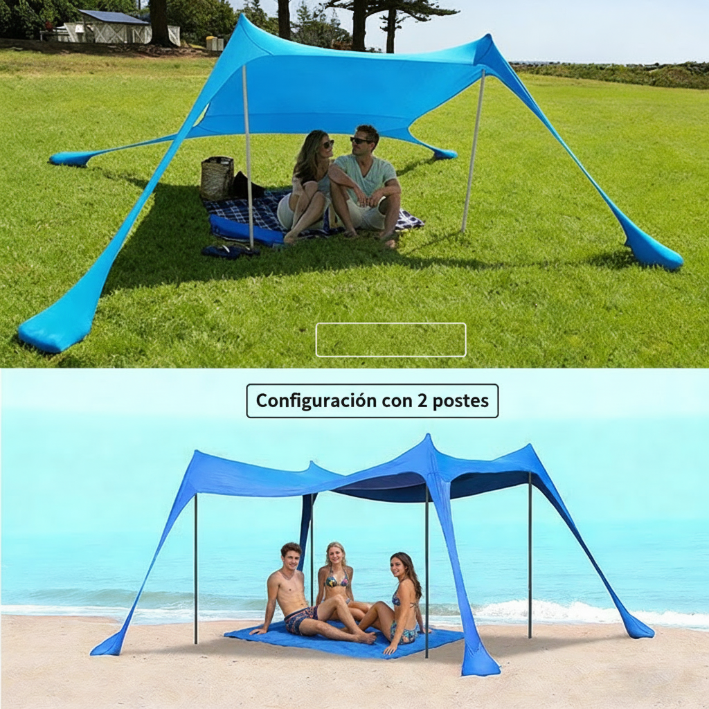 Toldo Camping Playa Portátil con Protección Solar y Lluvia - 2