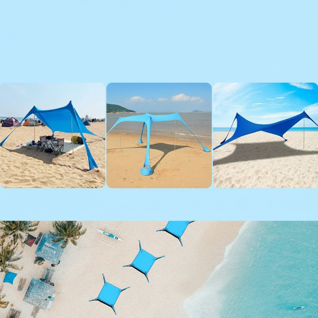 Toldo Camping Playa Portátil con Protección Solar y Lluvia - 4