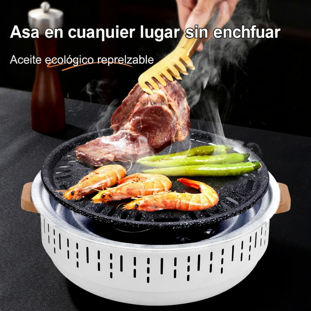 Asador Portátil Sin Humo con Charola Antiadherente - 2
