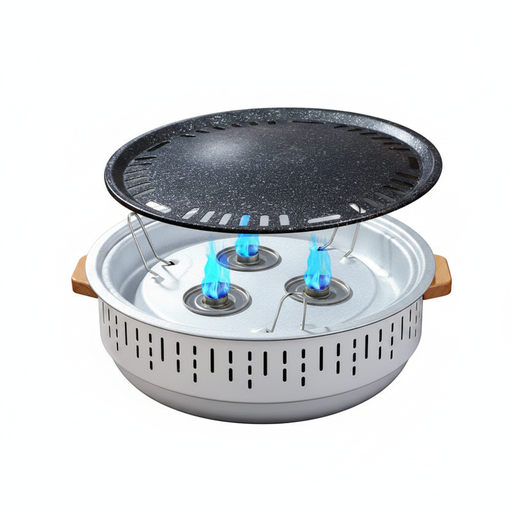 Asador Portátil Sin Humo con Charola Antiadherente - 1