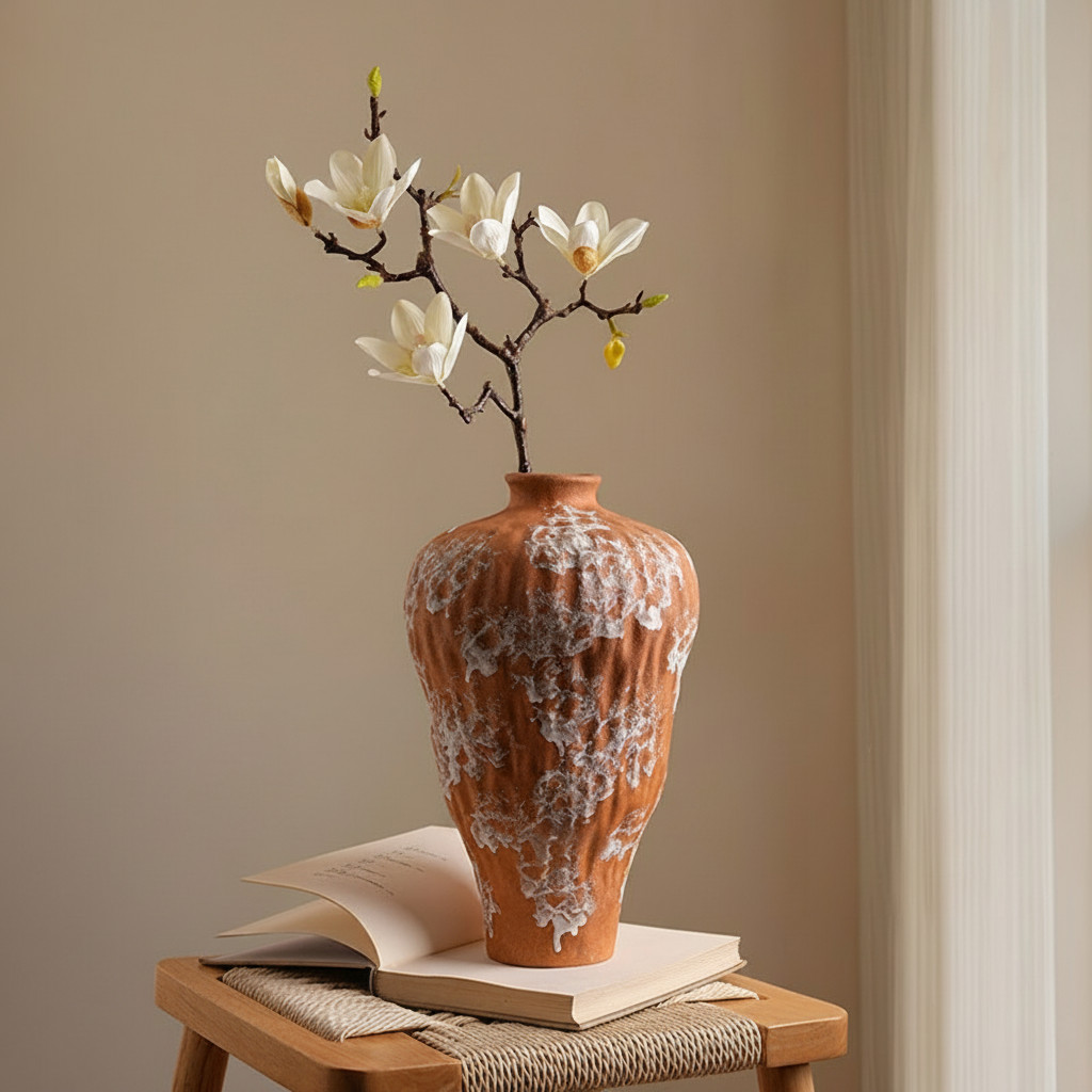 Florero de porcelana estilo wabi-sabi para sala - 2