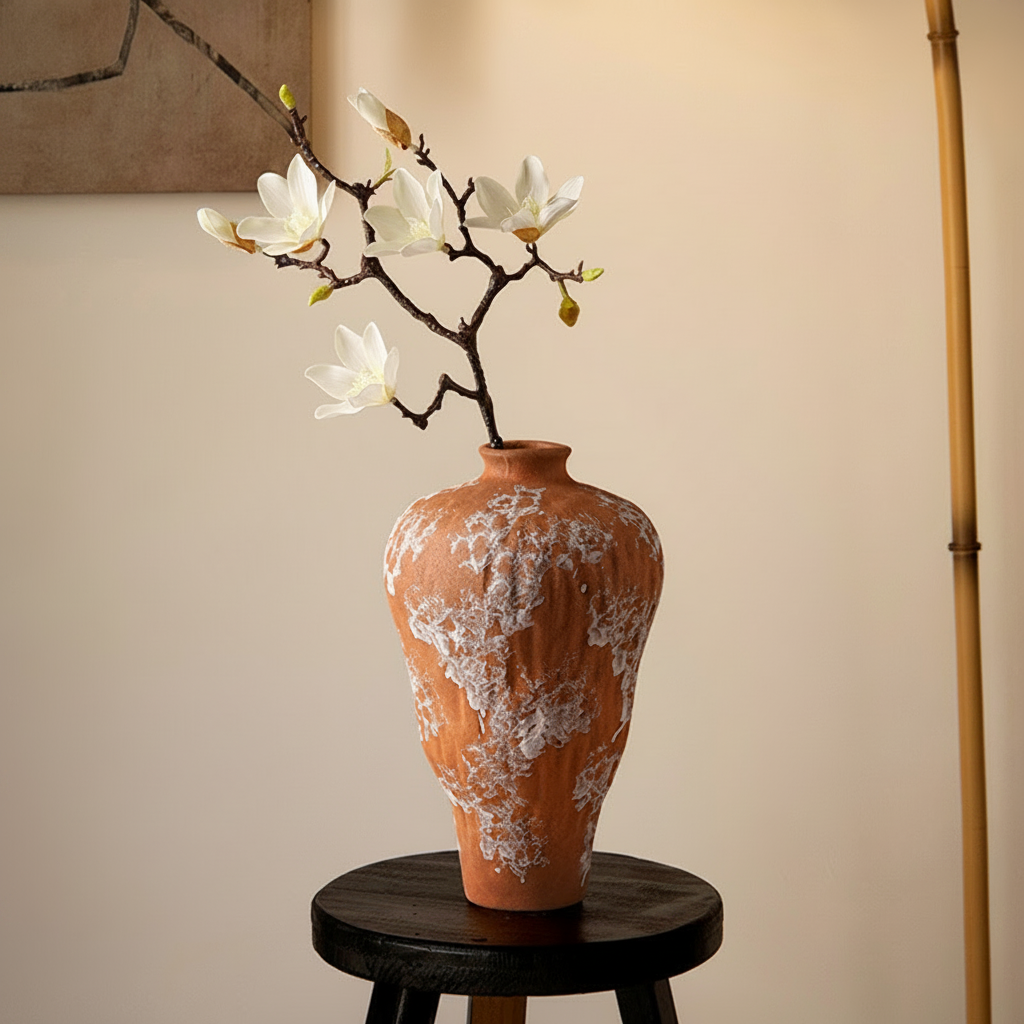 Florero de porcelana estilo wabi-sabi para sala - 3