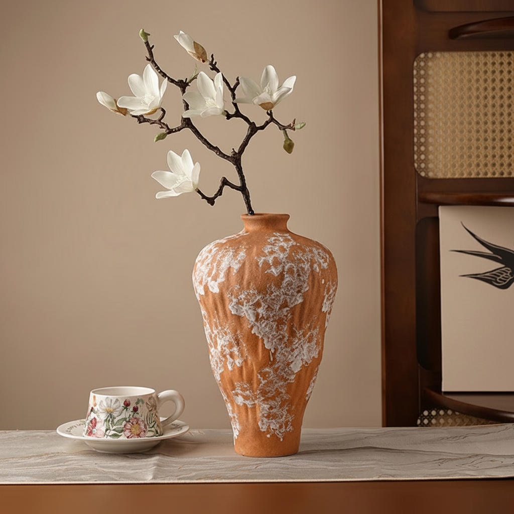 Florero de porcelana estilo wabi-sabi para sala - 4