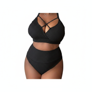 Bikini Plus Size de Tirantes con Cintura Alta Sexy - 1