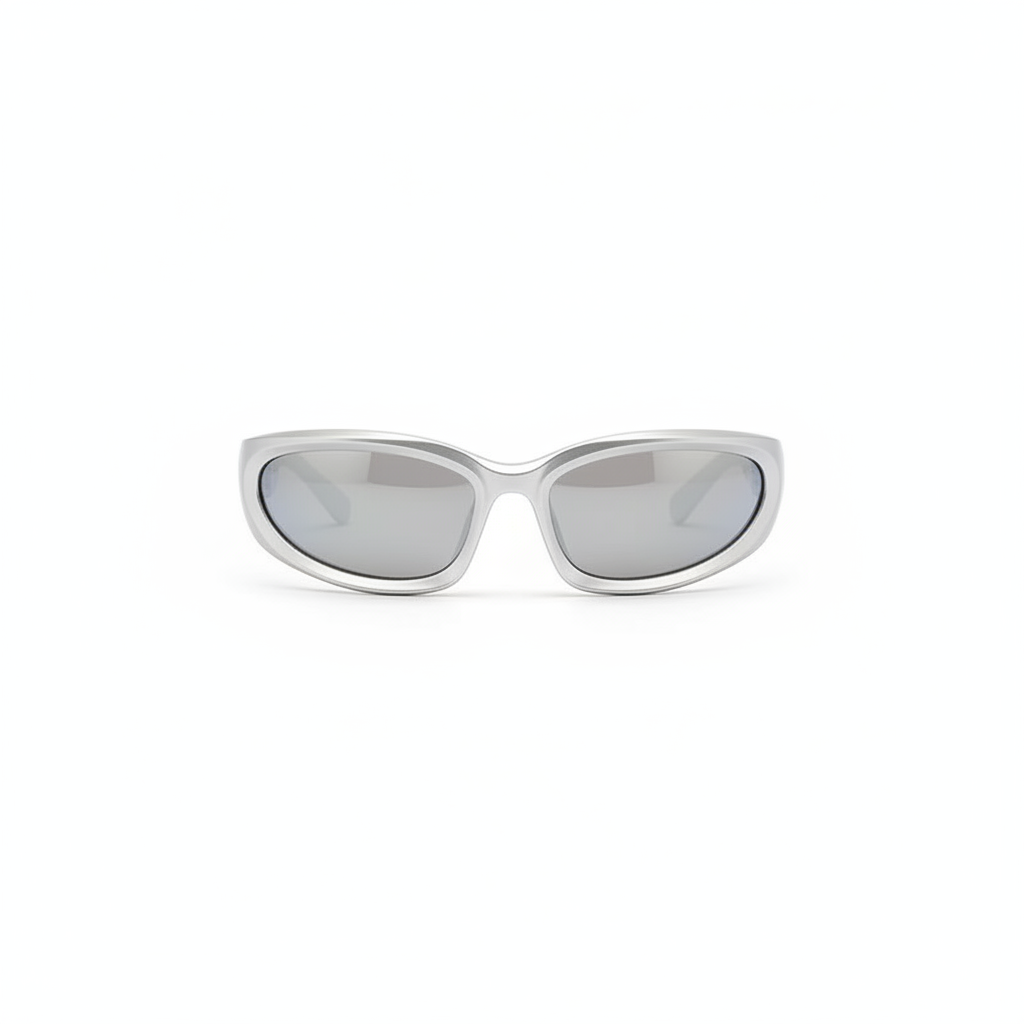 Lentes de sol punk estilo tech con marco plateado - 1
