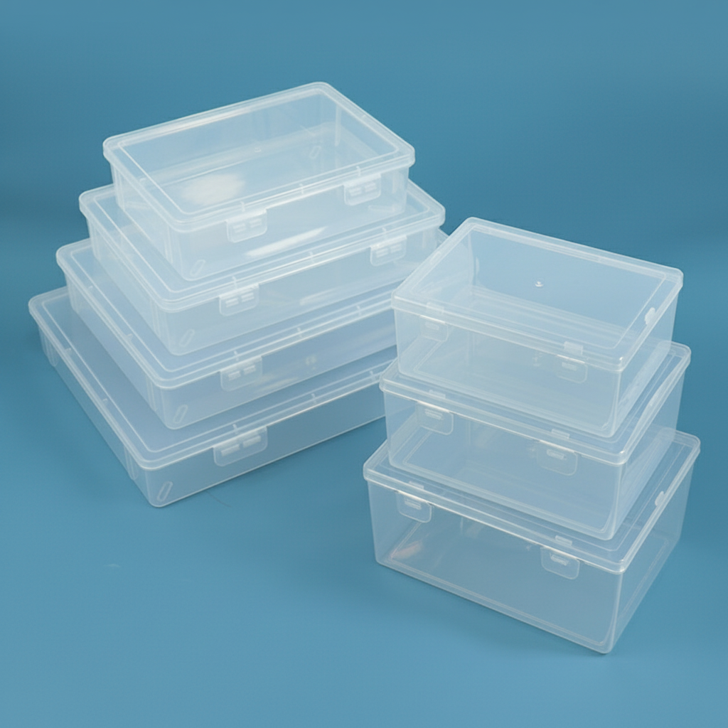 Caja organizadora transparente con tapa de plástico PP - 4