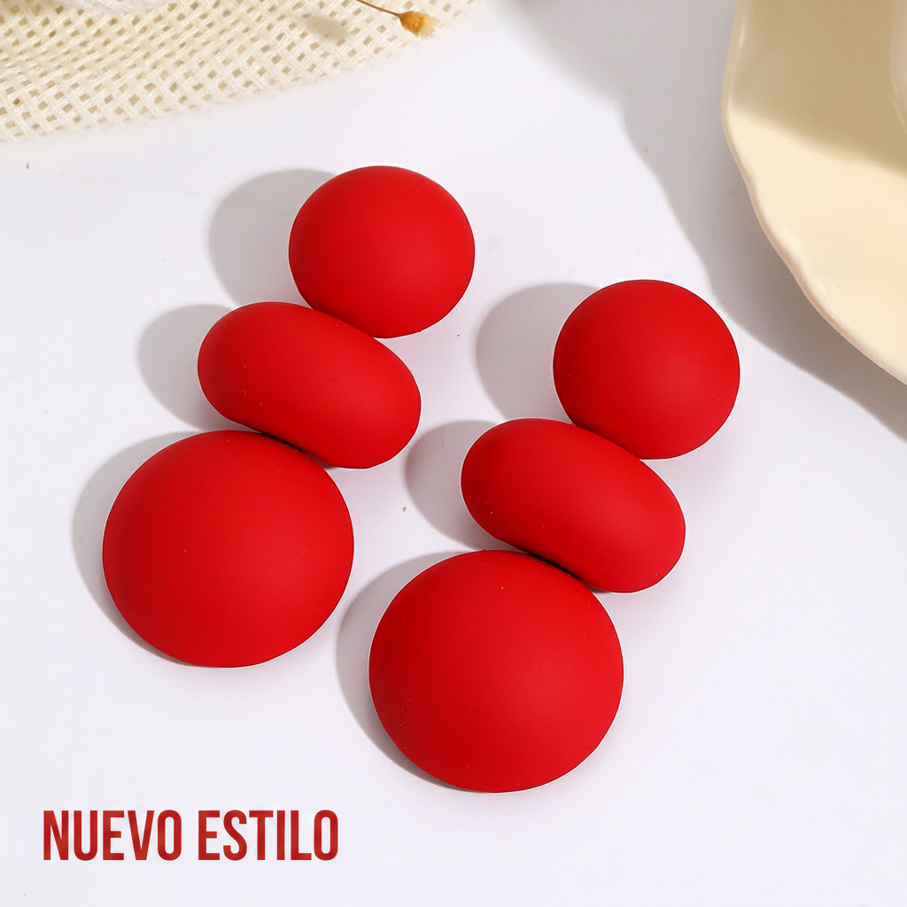 Aretes de bola coloridos con acabado spray mujer - 3