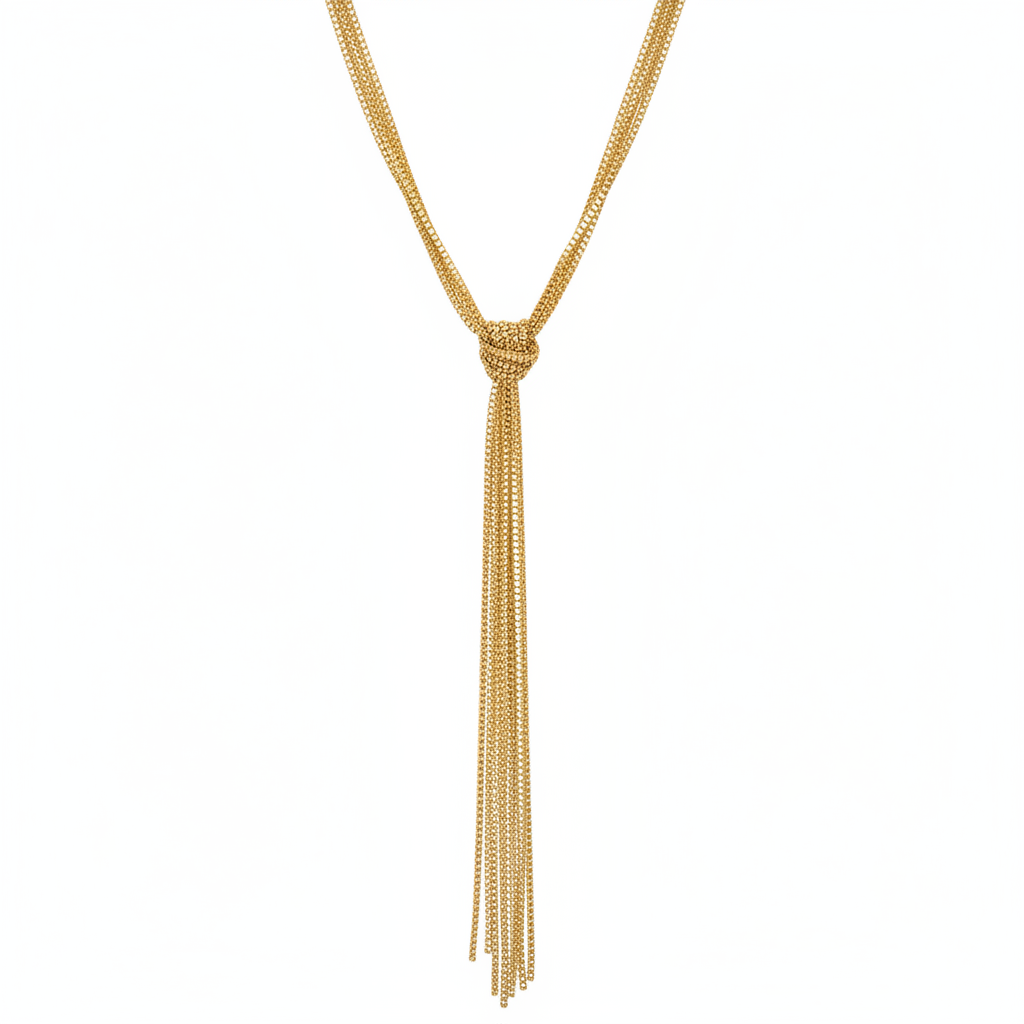 Collar de cadena con flecos metálicos estilo minimalista - 1