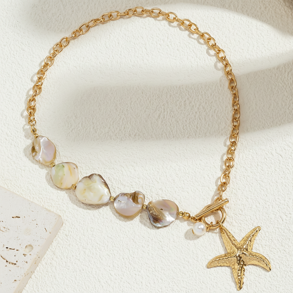 Collar Bohemio Dorado con Estrella de Mar y Concha - 4