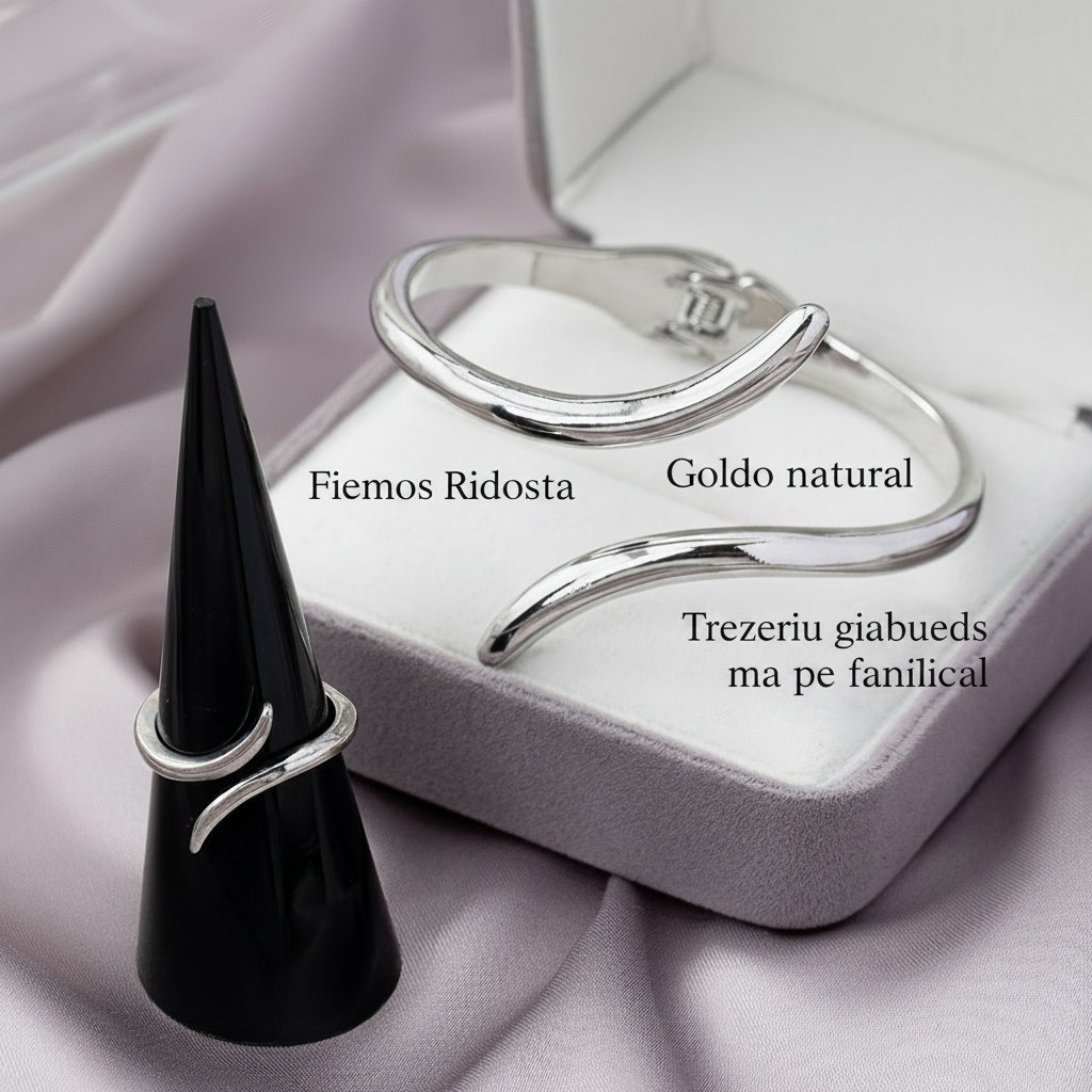 Set de Pulsera y Anillo Plateado Liso 2 Piezas - 3