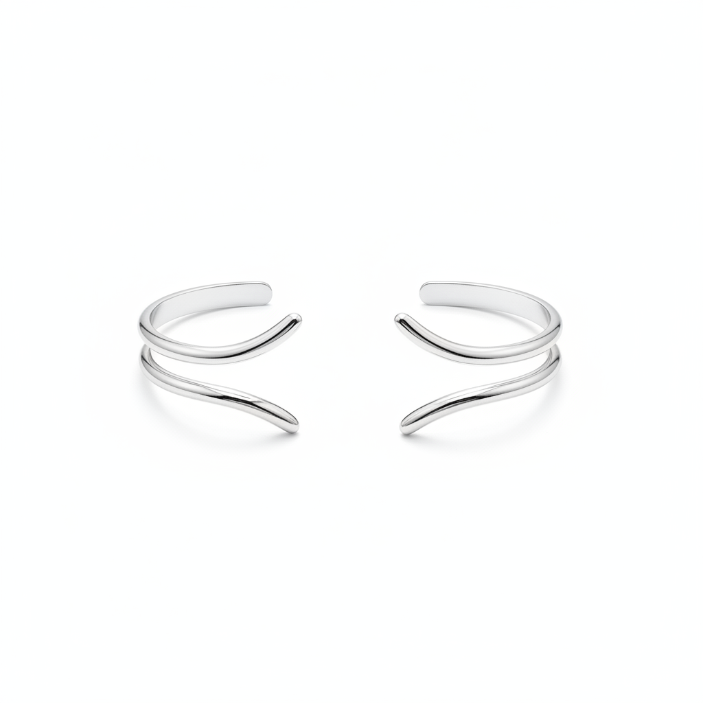 Set de Pulsera y Anillo Plateado Liso 2 Piezas - 1