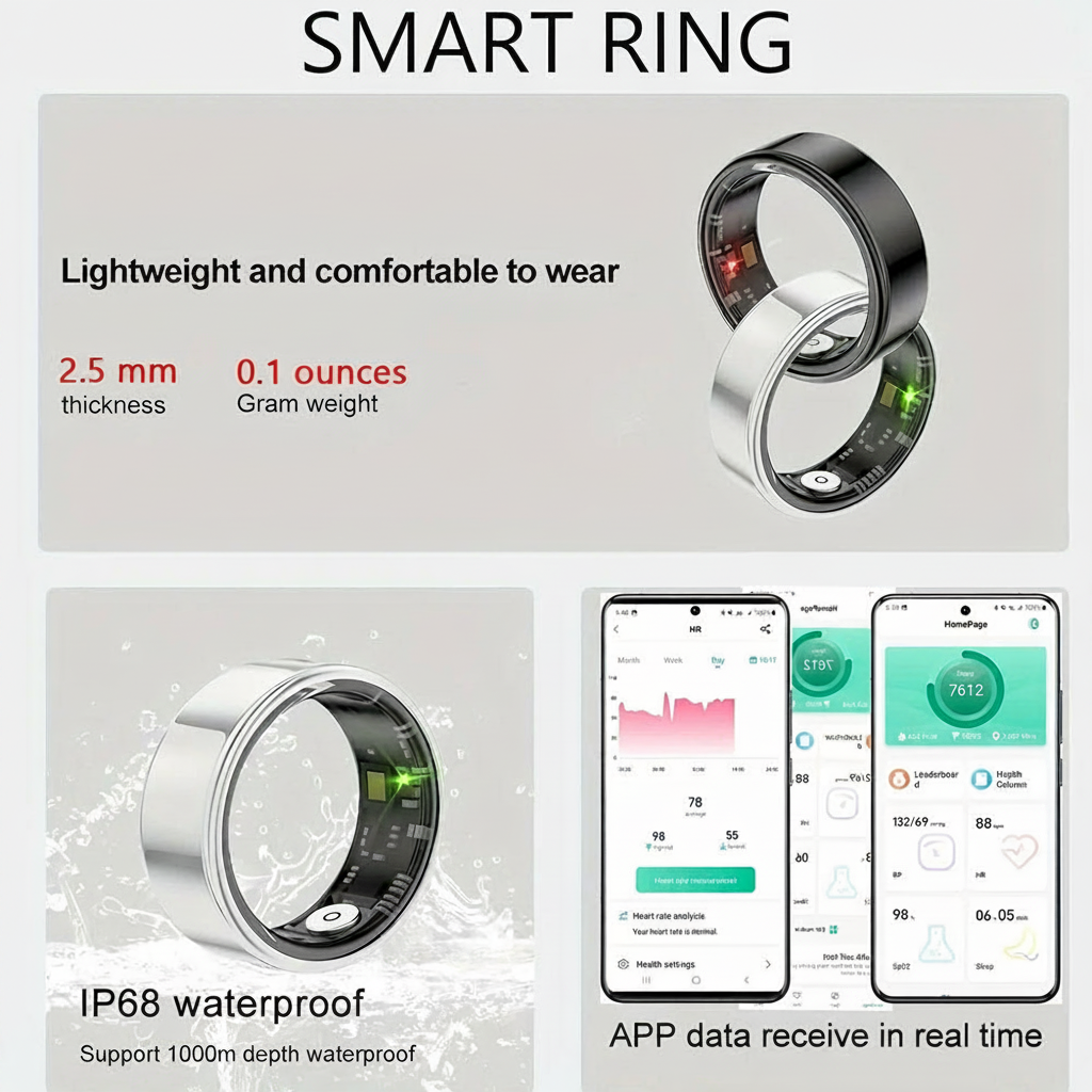Anillo Inteligente Deportivo con Monitor de Ritmo Cardíaco y Oxígeno - 4