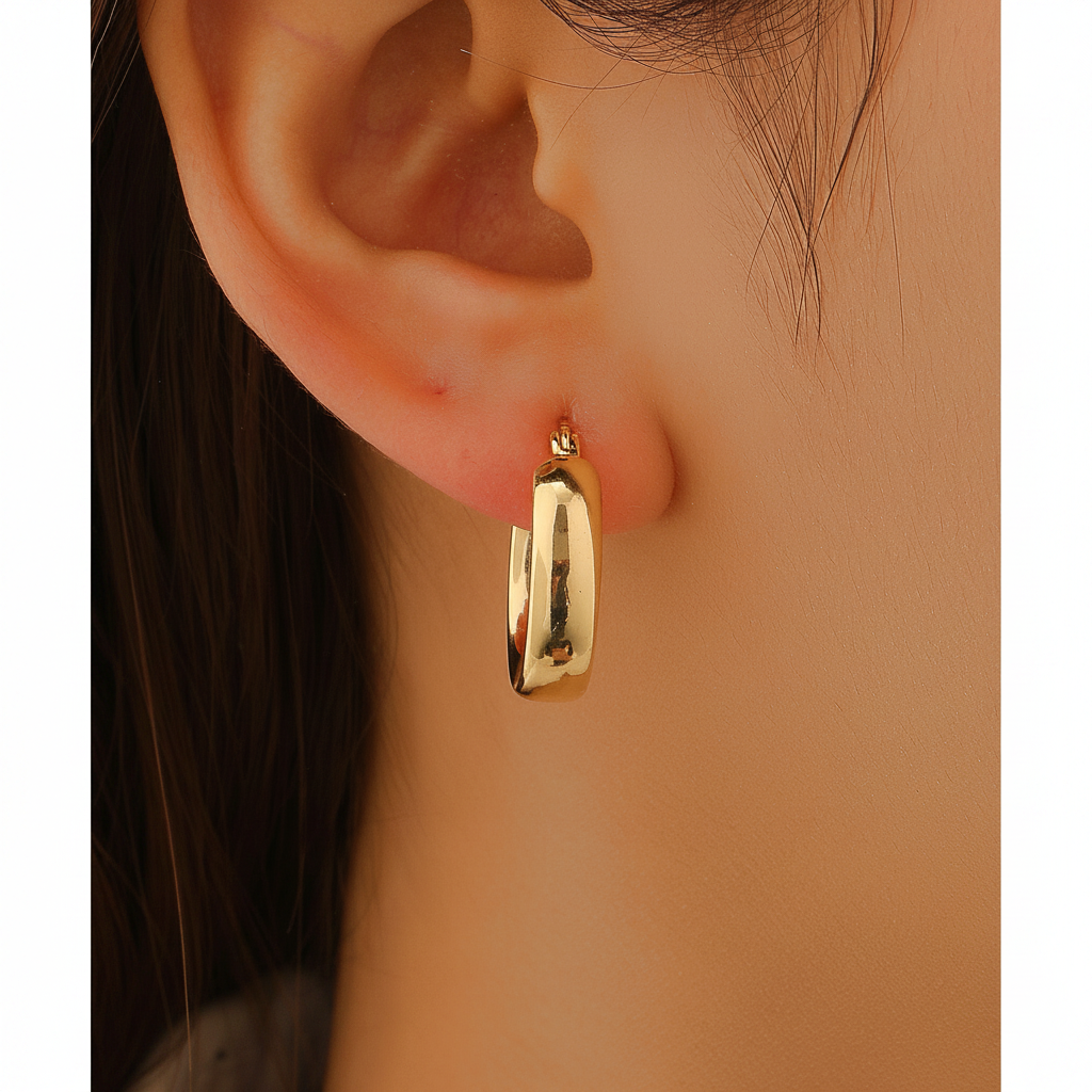 Aretes de aro geométricos dorados estilo minimalista - 2