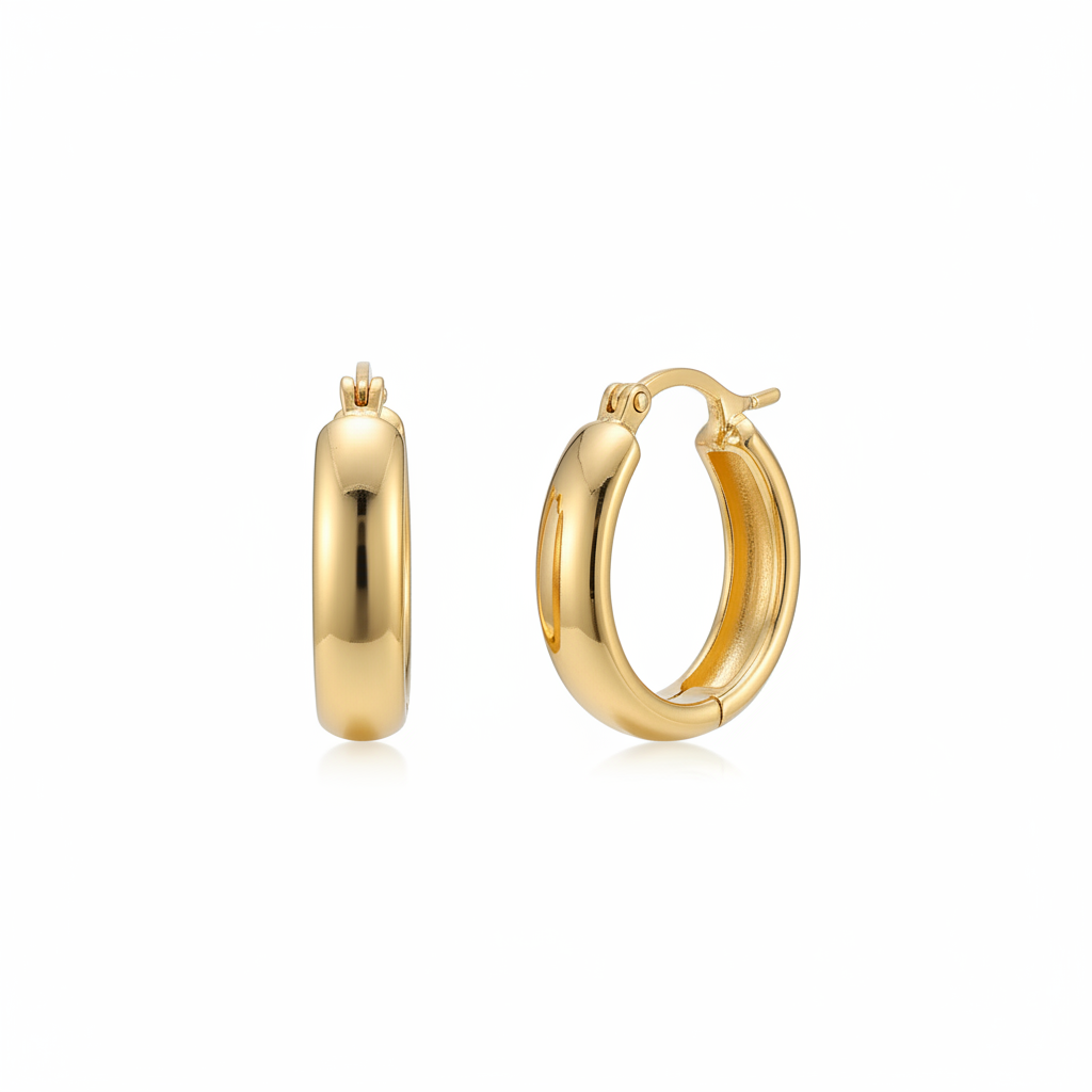 Aretes de aro geométricos dorados estilo minimalista - 1