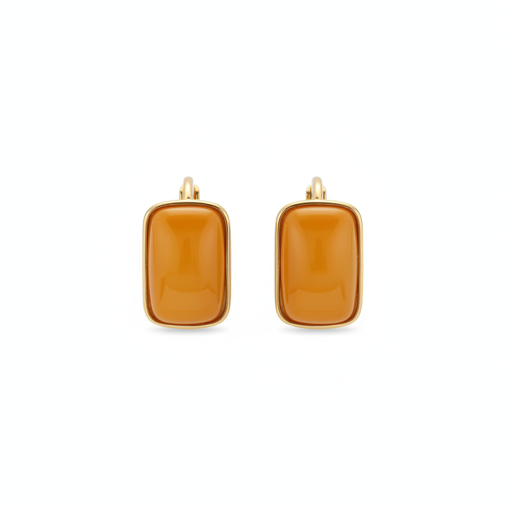 Aretes Cuadrados de Miel Ámbar Natural con Plata 925 - 1