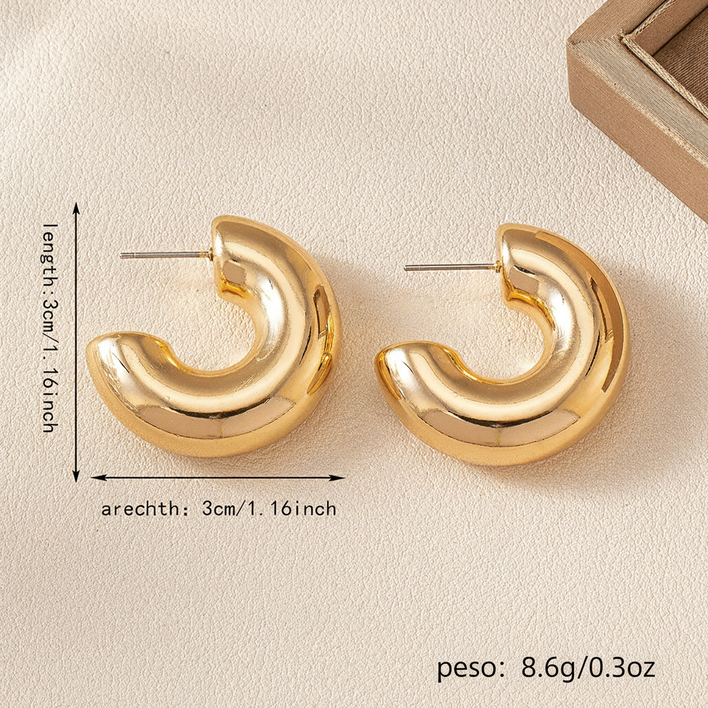 Aretes de aro en C modernos y minimalistas - 4