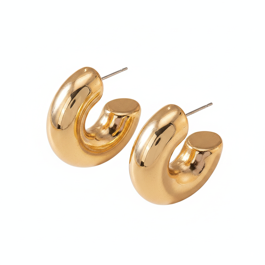 Aretes de aro en C modernos y minimalistas - 1