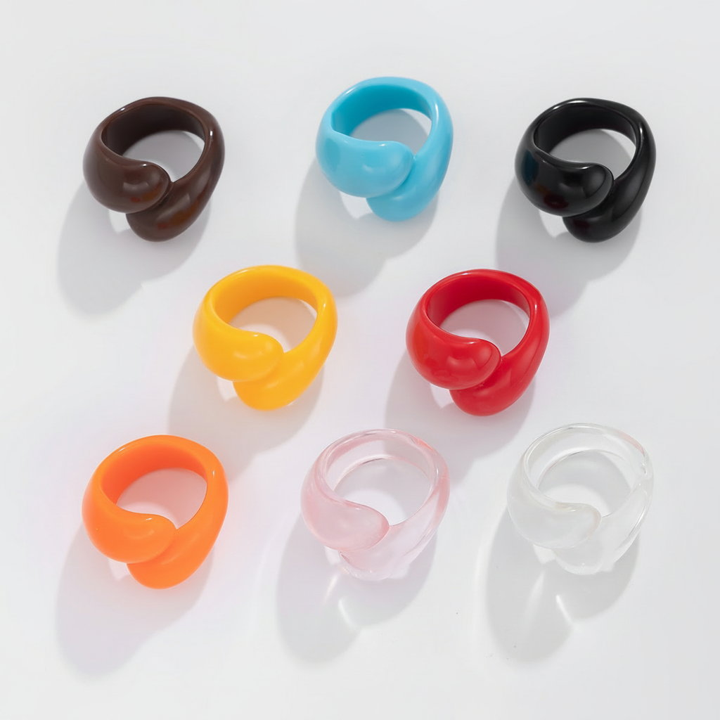 Anillo geométrico transparente ajustable estilo aesthetic - 4