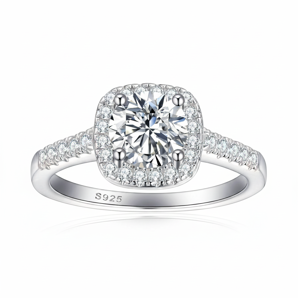 Anillo de Plata 925 con Zirconia Corte Cuadrado - 1