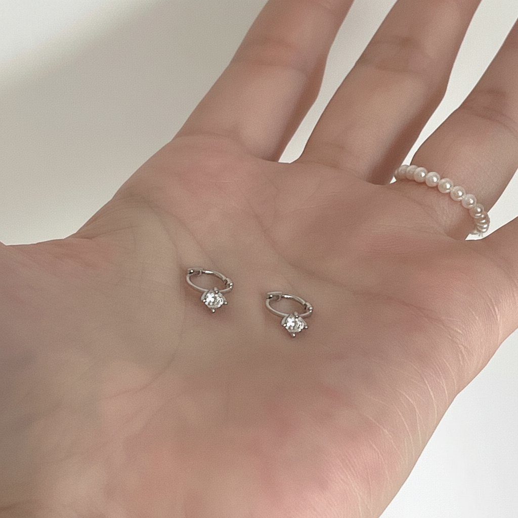 Aretes de plata 925 con diamantes geométricos - 4